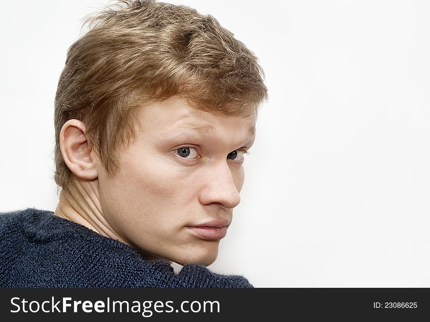 Portrait of a handsome guy on white background. Portrait of a handsome guy on white background