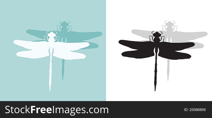 Silhouette of dragonfly. Vector EPS8