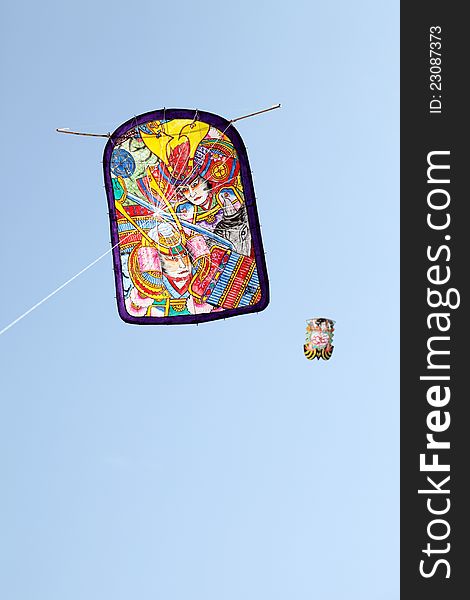 Japanese traditional paper kite and blue sky. Japanese traditional paper kite and blue sky