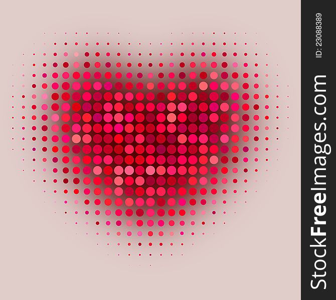 Red Color Halftone Heart