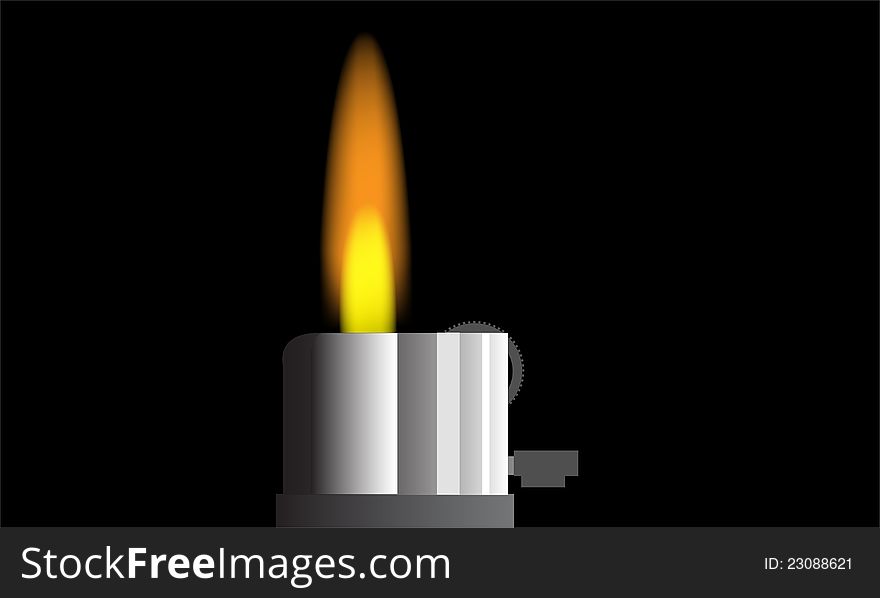 Vector illustration. Gas Lighter burns