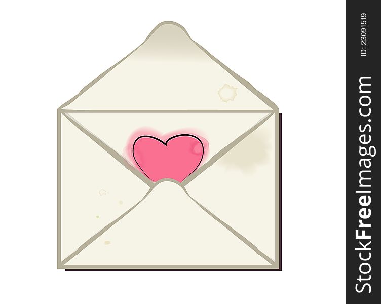 Envelope letter  heart  valentine's day,  illustration. Envelope letter  heart  valentine's day,  illustration