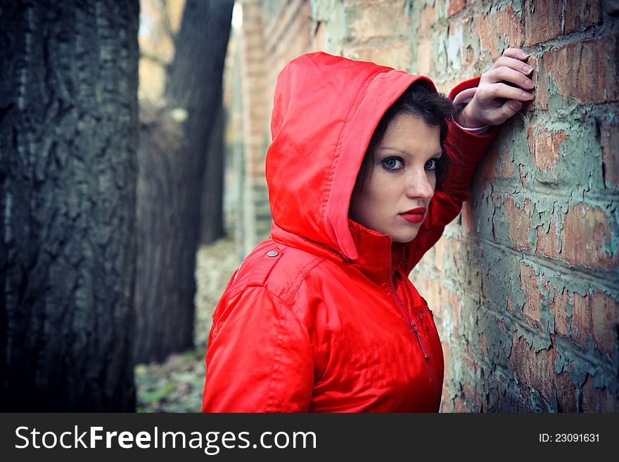 Depressed teenager facing her own problems outdoor.