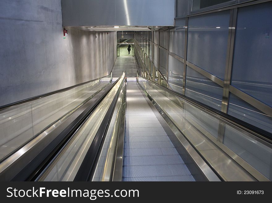 Washington, Modern Escalators in corporate building. Washington, Modern Escalators in corporate building