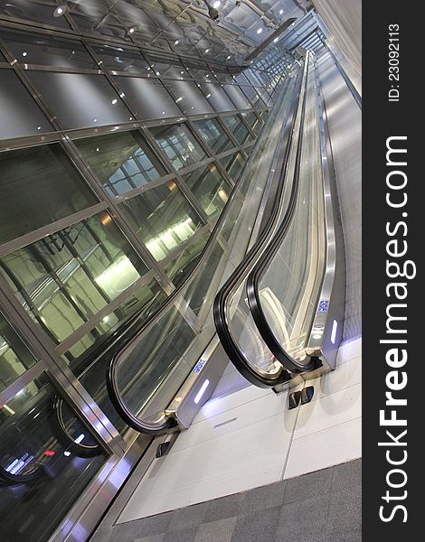 Washington, Modern Escalators in corporate building. Washington, Modern Escalators in corporate building