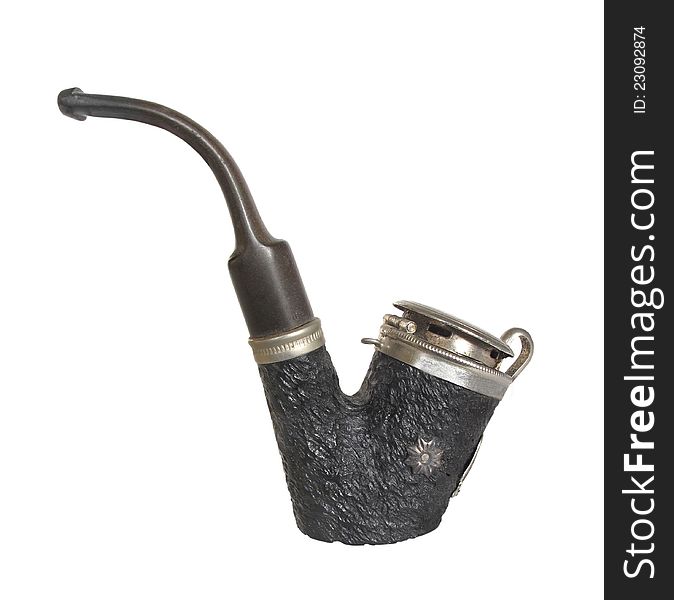 Old fancy smoking pipe isolated.