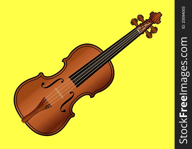 Violin on Yellow Background