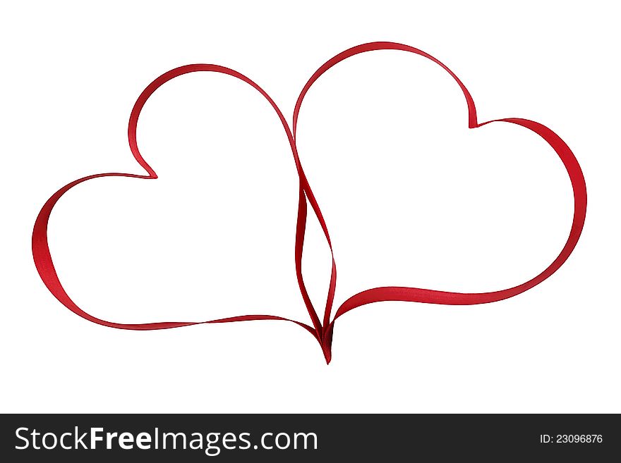 Heart shaped ribbon symbol isolated on white