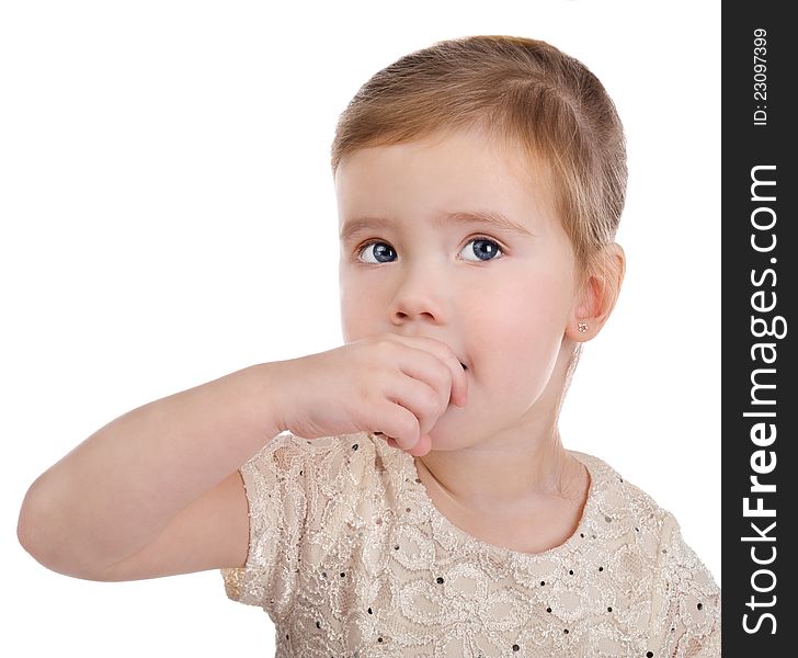 Portrait of cute little girl eating chocolate