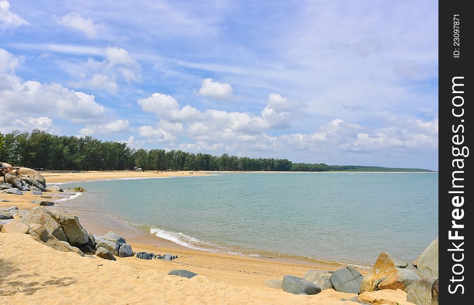 Beach And Sea With Rocks