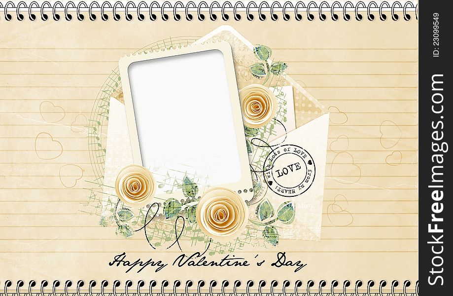 Vintage background with card for congratulations and invitations with space for photo or text. Vintage background with card for congratulations and invitations with space for photo or text