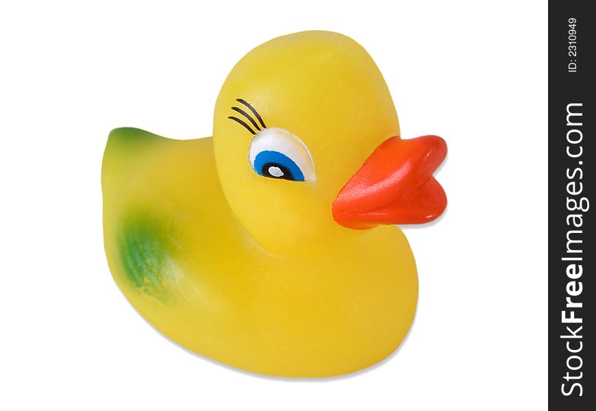 Yellow rubber duck, isolated on white background