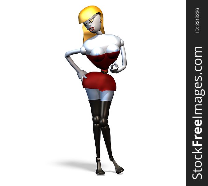Female robot, that stands there and waits for the user,. Female robot, that stands there and waits for the user,