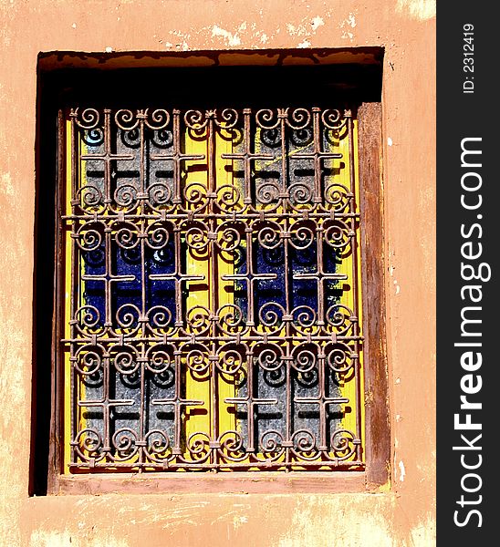 A window in a clay building in Morocco. A window in a clay building in Morocco.