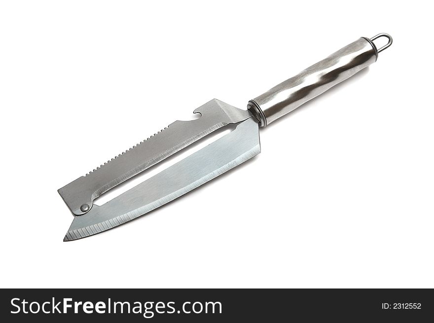 Knife for are sharp meat and cheese on a white background