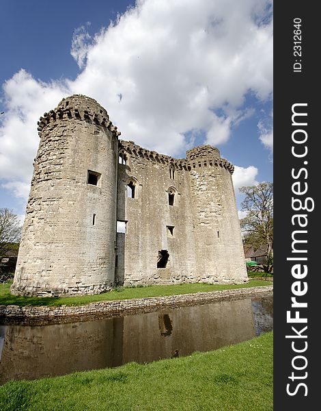 Medieval Castle and Moat in Rural England