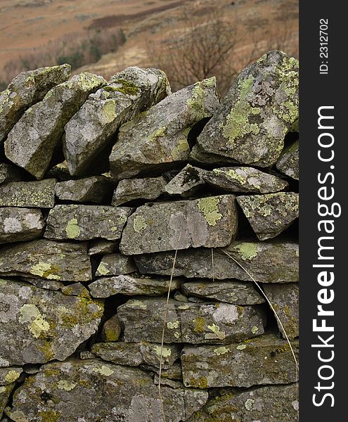 Old drystone wall with moss, Scotland