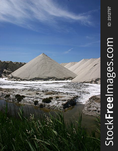 Salt area in sea the coast French south, Camargue