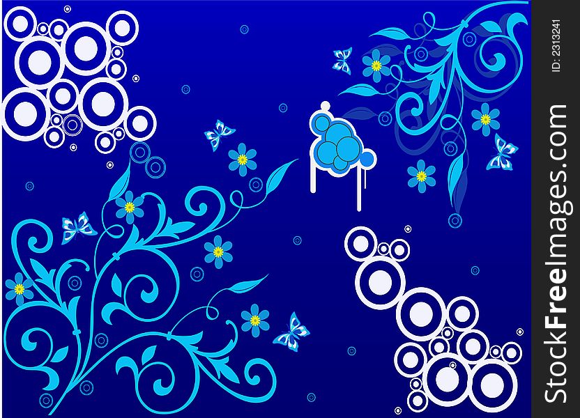 Floral background with butterflies - vector. Floral background with butterflies - vector