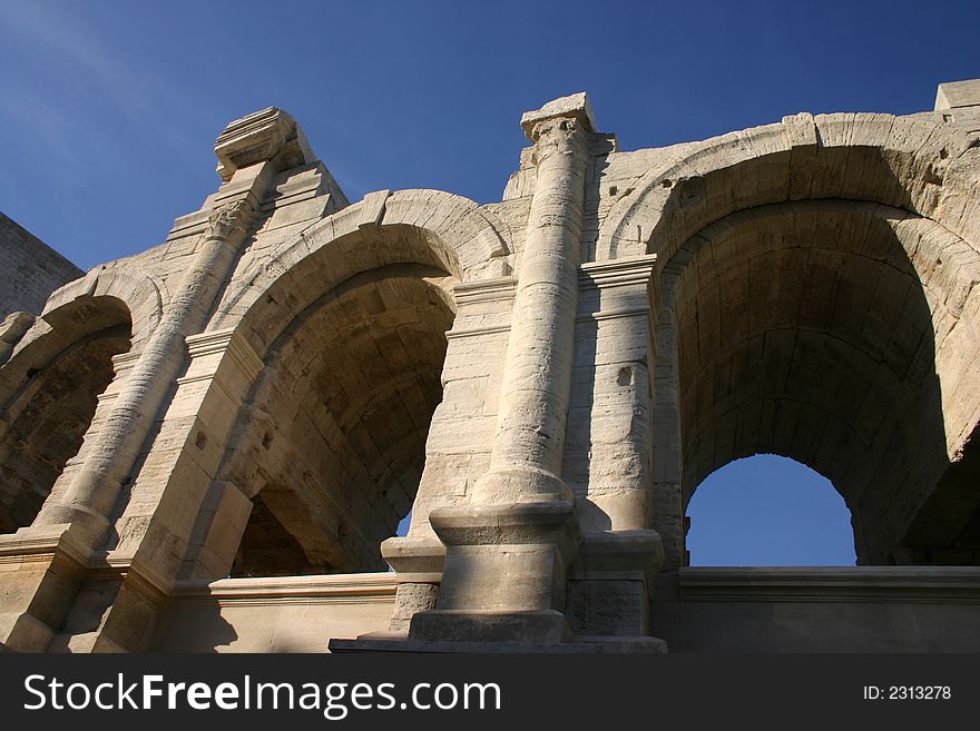 Arles amphitheatre architecture detail, France