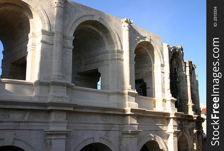 Arles amphitheatre architecture detail, France