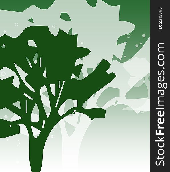Illustration of a Green Tree on Gradient Background. Illustration of a Green Tree on Gradient Background
