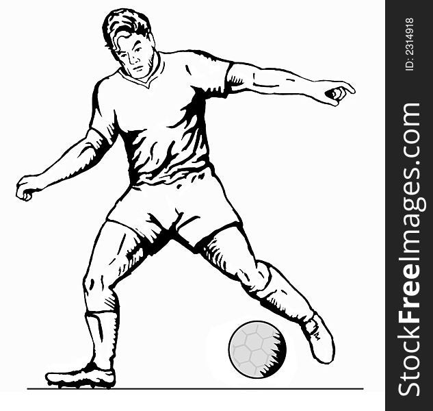 Illustration of a soccer player kicking the ball. Illustration of a soccer player kicking the ball