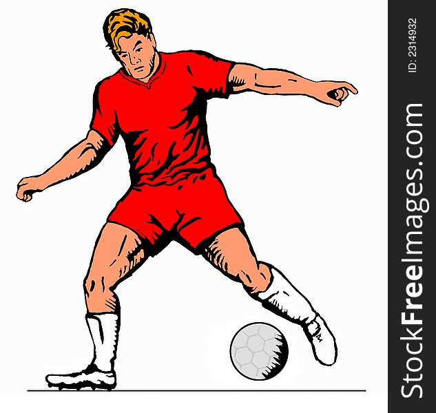 Illustration of a soccer player kicking the ball. Illustration of a soccer player kicking the ball