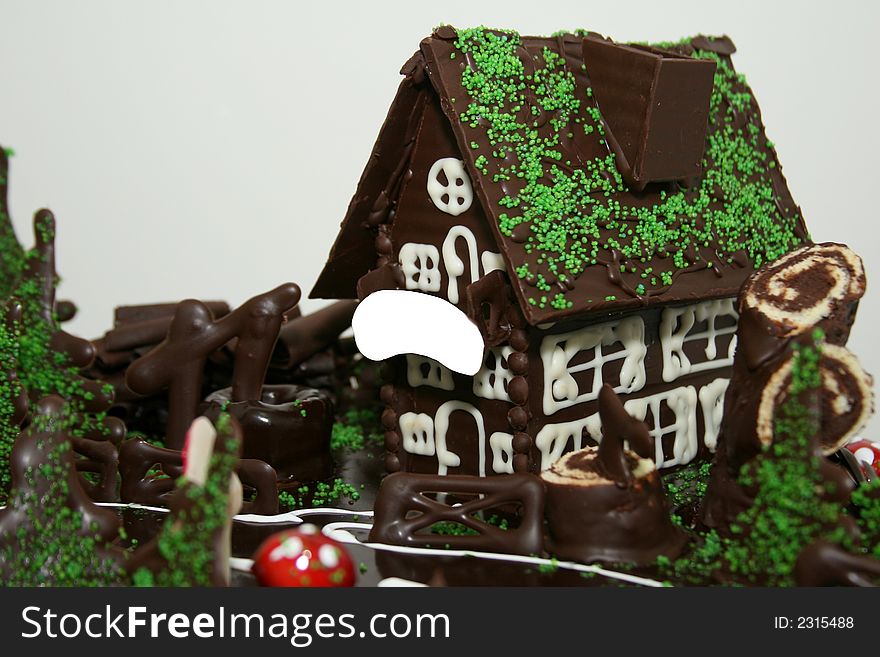 A green house in chocolate. A green house in chocolate