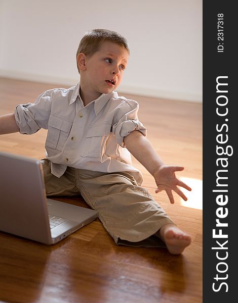 Child trying to learn how to use a pc. Child trying to learn how to use a pc