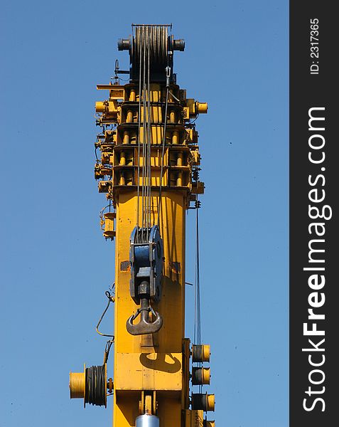 Detail of top of auto crane. Detail of top of auto crane