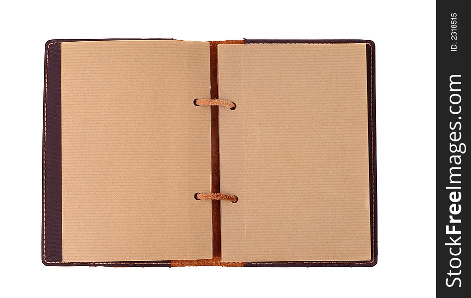 Old leather notebook isolated with clipping path over white background. Old leather notebook isolated with clipping path over white background
