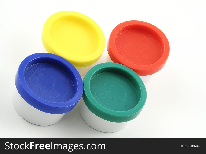 Paint pots on a white background