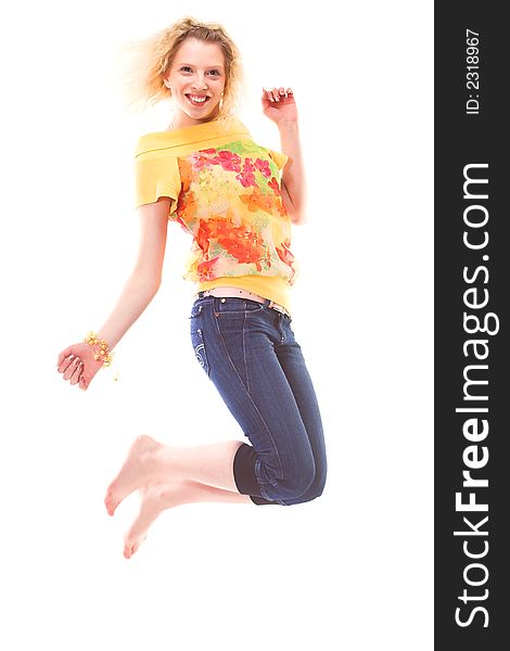 Girl jumping of joy