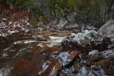 Silky River In The Mountains In Winter Royalty Free Stock Image