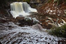 Silky Waterfalls In The Mountains In Winter Royalty Free Stock Images