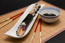 Sushi And Soy Sauce Served With Chopsticks Stock Images Sushi And Soy Sauce Served With Chopsticks Stock Images