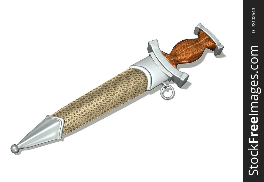 Silver dagger with wooden handle in the gilded scabbard