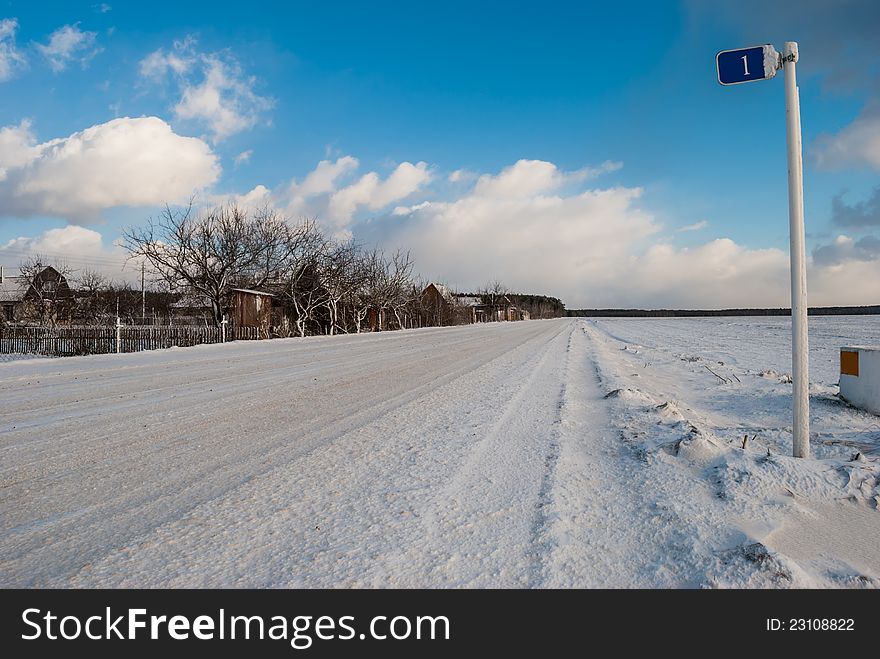 Rural road in Belarus after a severe snowstorm. Rural road in Belarus after a severe snowstorm.