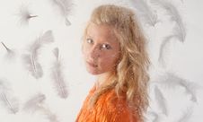 Pretty Teen With Feathers Stock Images