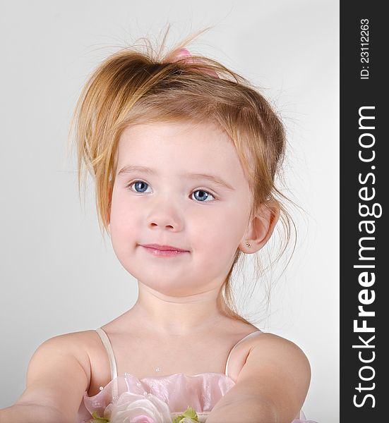 Portrait of Ñutel little girl asking something. Portrait of Ñutel little girl asking something