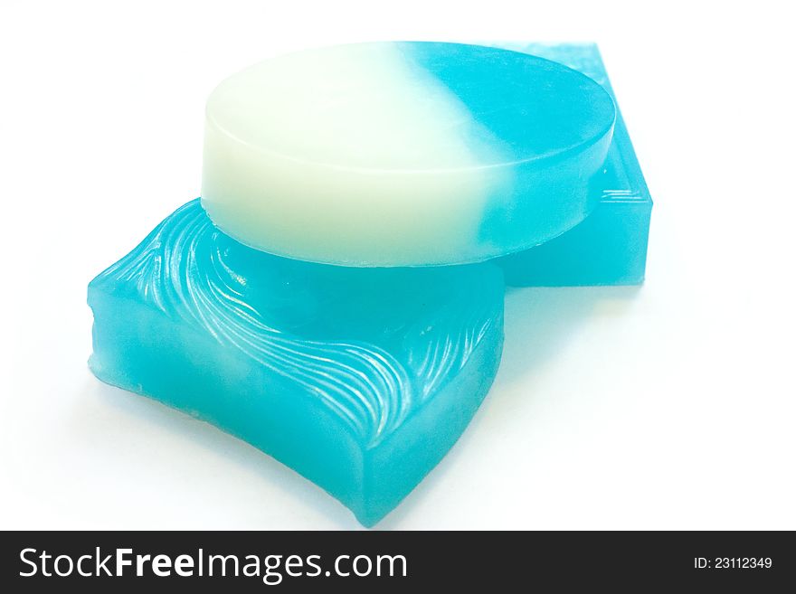 A set of handmade soap blue