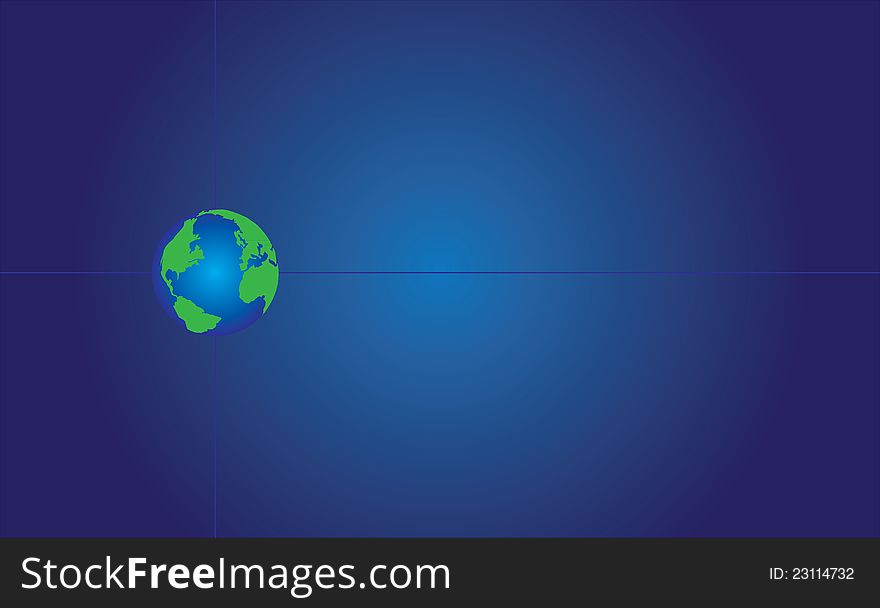 Blue background with world globe