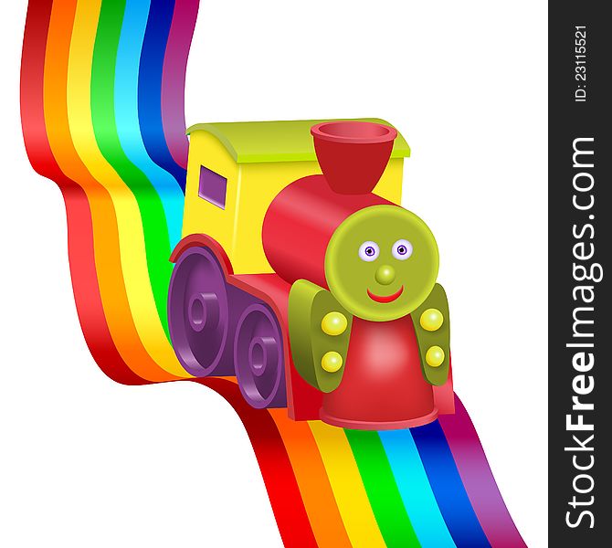 Rainbow And Funny Locomotive