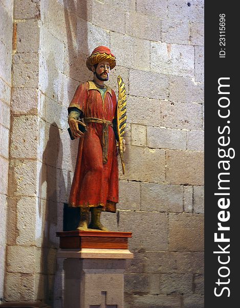 Statue of a moor in the Sant'Antioco di Bisarcio church , Ozieri, Sardinia in Italy. Statue of a moor in the Sant'Antioco di Bisarcio church , Ozieri, Sardinia in Italy.