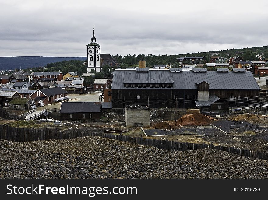 Roros, old mining town in Norway.rnRoros and the old copper mines are placed on the UNESCO World Heritage.