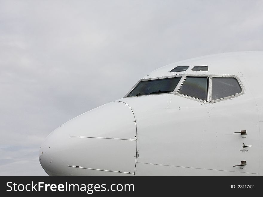 B737 front view with cockpit windows. B737 front view with cockpit windows.