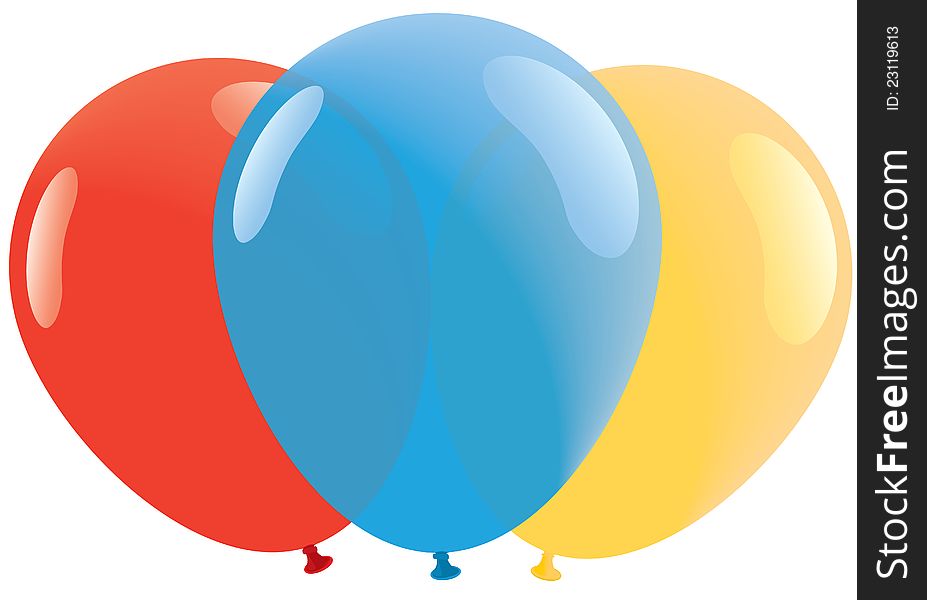 Red, Bllue and Yellow balloons isolated on white. Vector format. Red, Bllue and Yellow balloons isolated on white. Vector format