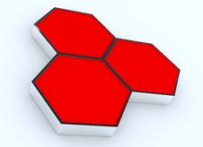 Three Blank Red Hexagon Box Display Royalty Free Stock Photo Three Blank Red Hexagon Box Display Royalty Free Stock Photo
