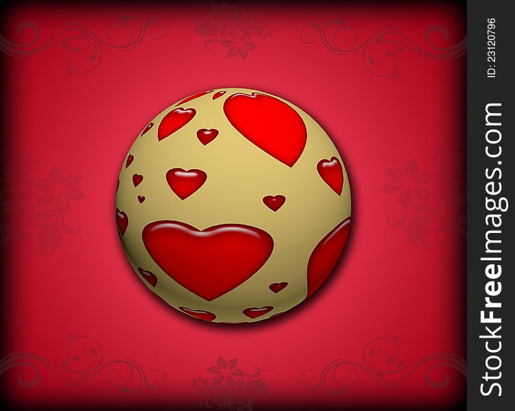Valentine hearts on the sphere illustration